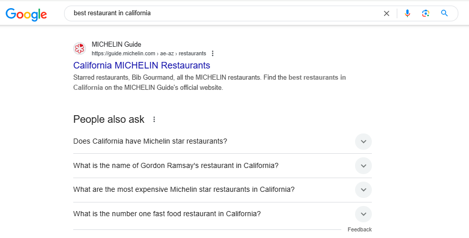 Image showing top ranking page for Michelin California branch